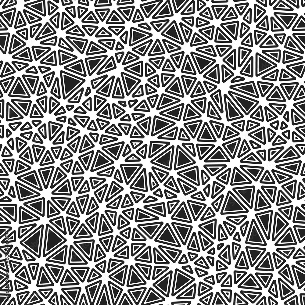 Poster triangles vector pattern. rounded solid shapes in frames. compact triangles size. black and white st