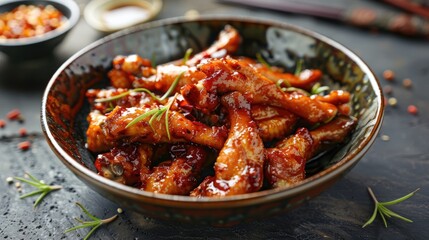 Chinese specialty Chicken feet cooked in sauce and fragrant chicken feet captured in a studio session