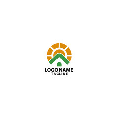 sun house logo design vector