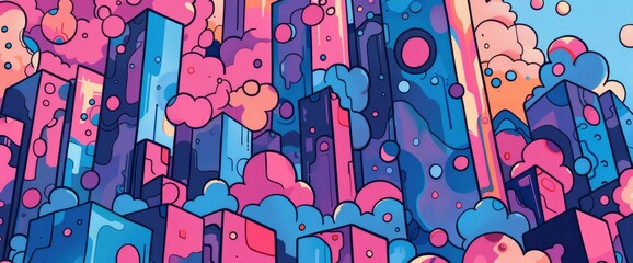 Obraz premium Abstract Designs Inspired By Digital Technology, Cartoon Style, Background