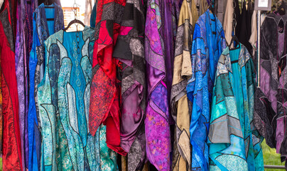 Beautiful batik garments for sale at an art show