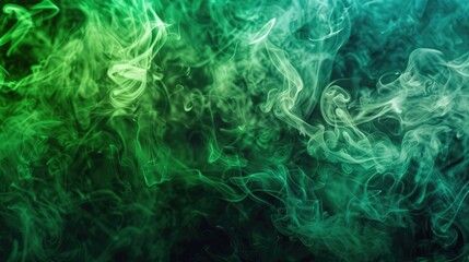 Thick green multi hued smoke against a dark background isolated image Smoke vape background