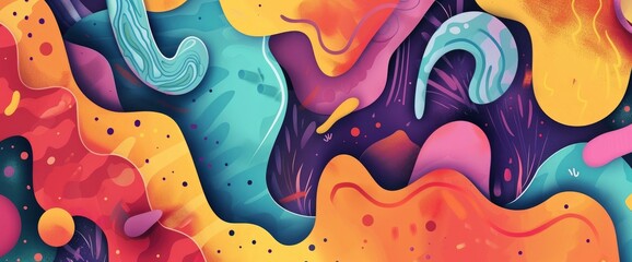 Abstract Designs Using Organic Shapes And Forms, Cartoon Style, Background
