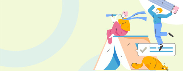 Character reading quietly vector concept operation hand drawn illustration
