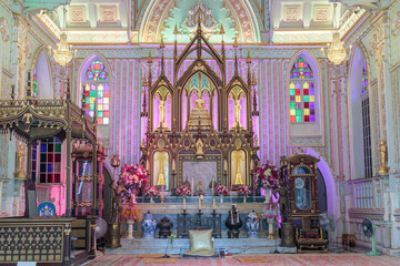Obraz premium Principle Buddha image of the first grade royal monastery, Wat Niwet Thammaprawat Ratchaworawihan., Phra Nakhon Si Ayutthaya District, Thailand.