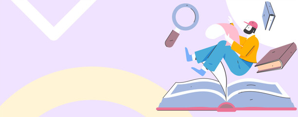 Character reading quietly vector concept operation hand drawn illustration
