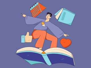 Character reading quietly vector concept operation hand drawn illustration
