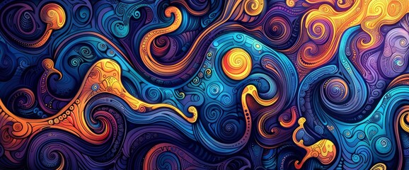 Abstract Designs With Intricate Details, Cartoon Style, Background