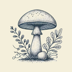 Hand-drawn mushroom outline illustration