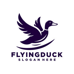 Naklejka premium Flying duck logo design inspiration,Flying duck icon, goose, swan logo template
