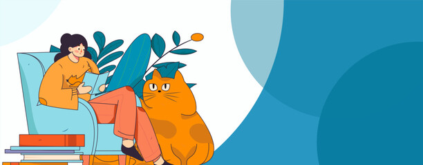 Character reading quietly vector concept operation hand drawn illustration
