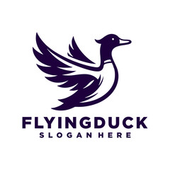 Obraz premium Flying duck logo design inspiration,Flying duck icon, goose, swan logo template