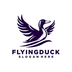 Fototapeta premium Flying duck logo design inspiration,Flying duck icon, goose, swan logo template