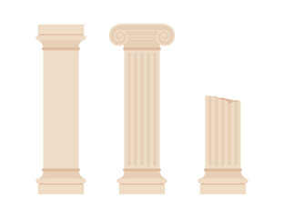 Greek Columns Set - Flat Vector Illustration