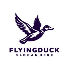 Obraz premium Flying duck logo design inspiration,Flying duck icon, goose, swan logo template