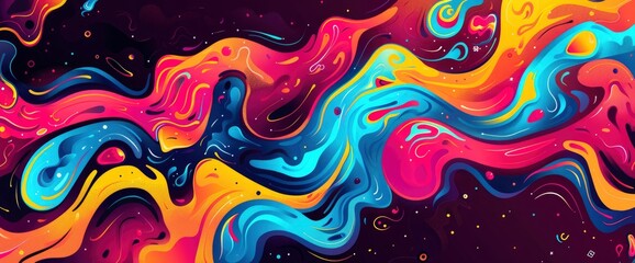 Obraz premium Abstract Designs With Organic, Flowing Lines, Cartoon Style, Background