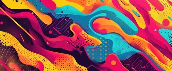 Abstract Designs With Pixel Art Influences, Cartoon Style, Background