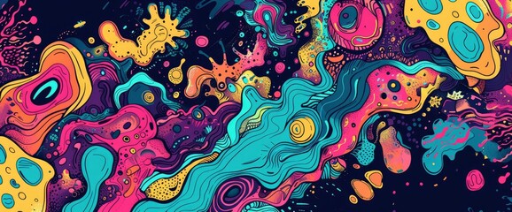 Abstract Designs With Surreal Elements, Cartoon Style, Background