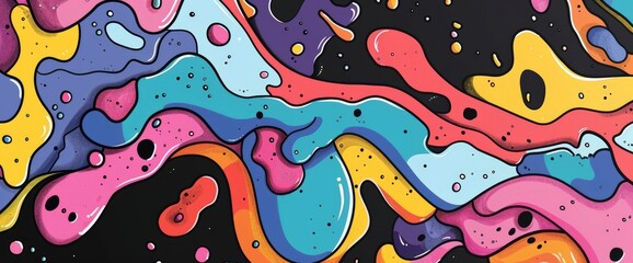 Abstract Designs With Vibrant, Contrasting Elements, Cartoon Style, Background