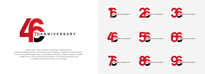 anniversary logotype vector set, red and black color for celebration purpose