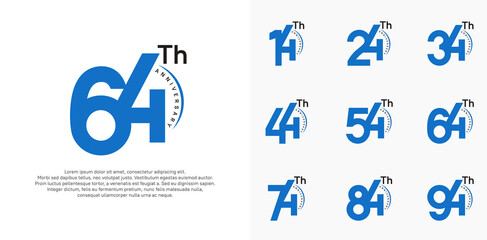 anniversary logotype vector set, blue and black color can be use for special day celebration