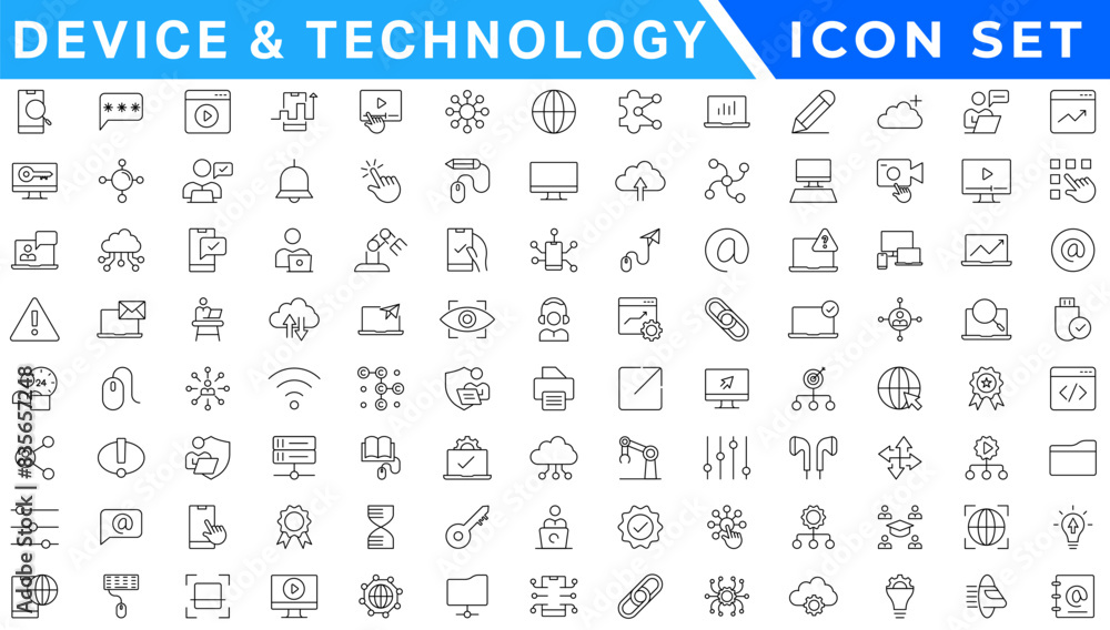 Poster information technology line icons collection. big ui icon set in a flat design. thin outline icons p