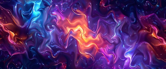 Abstract Energy Fields With A Holographic Effect, Cartoon Style, Background