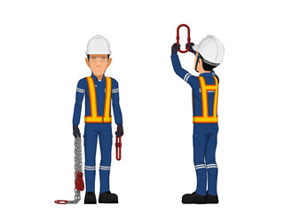 worker with chain sling