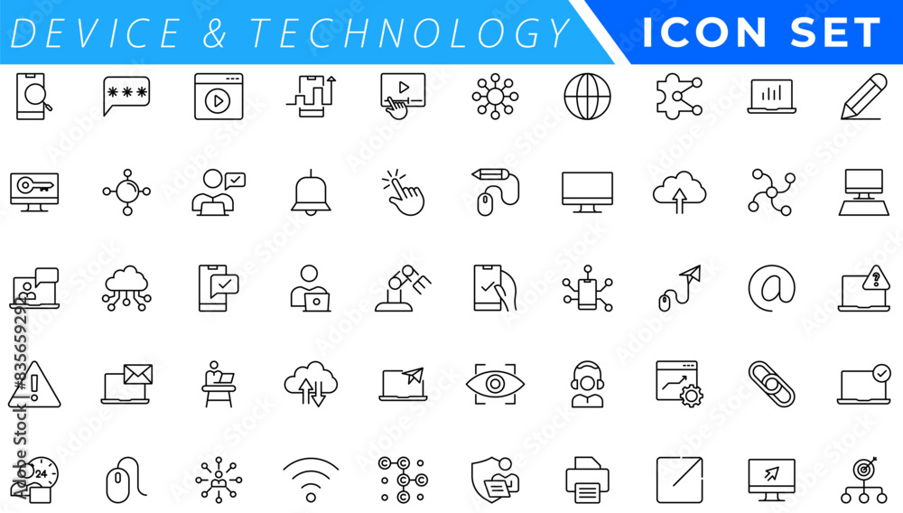 Poster information technology line icons collection. big ui icon set in a flat design. thin outline icons p