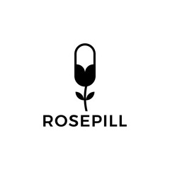 Capsule with rose shaped logo design icon illustration