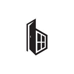 Initial B letter with Door and window logo design icon illustration