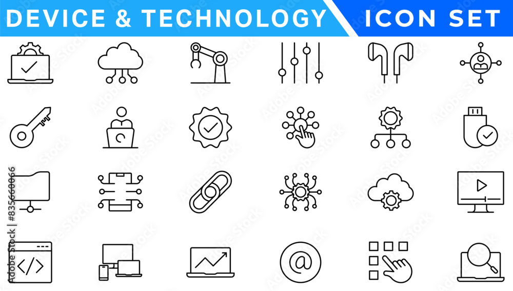 Poster information technology line icons collection. big ui icon set in a flat design. thin outline icons p