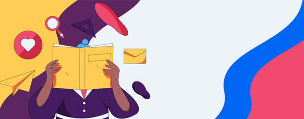 Character reading quietly vector concept operation hand drawn illustration
