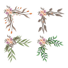 The Blooms  Greenery Floral Foliage Ornament Corner Text Separator Elegance Framie for Invitations Card Template