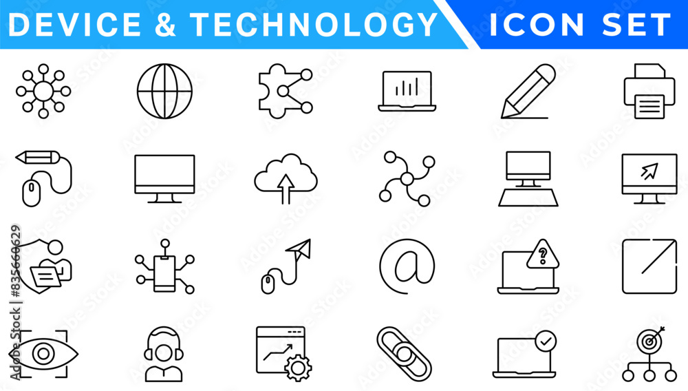 Poster information technology line icons collection. big ui icon set in a flat design. thin outline icons p