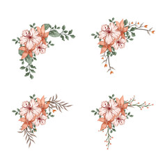 Obraz premium The Blooms Greenery Floral Foliage Ornament Corner Text Separator Elegance Framie for Invitations Card Template