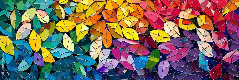 Poster Colorful abstract mosaic pattern - Close-up of a colorful abstract mosaic pattern with vibrant tiles