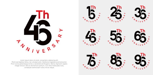 anniversary set vector design with black and red color for celebration moment