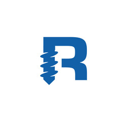 Letter R Drilling logo icon vector template