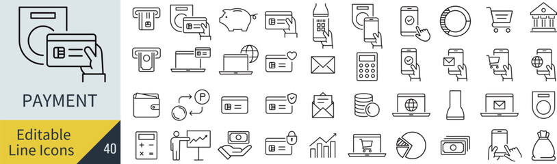 線の編集ができる支払いのアイコンセット（アウトライン化していない） © syoko
