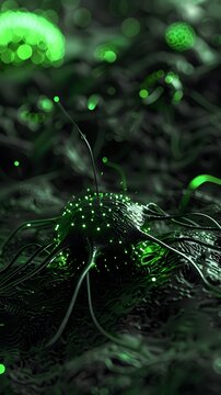 Neon Green Nanobots Targeting Cancer Cell in 3D