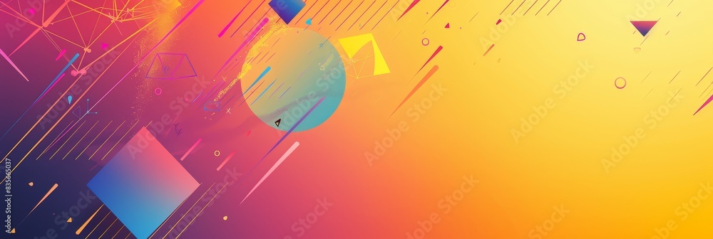 Poster vibrant abstract gradient with geometric shapes - this image displays an array of colorful geometric