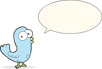 A bird with speech bubble cartoon