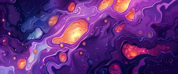 Abstract Patterns Of Energy Exchange In A Liquid Landscape, Cartoon Style, Background