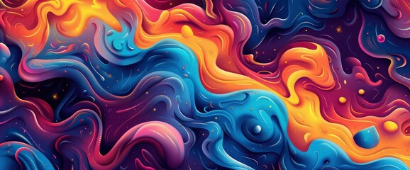 Obraz premium Abstract Patterns Of Energy Flow With Dynamic Elements, Cartoon Style, Background