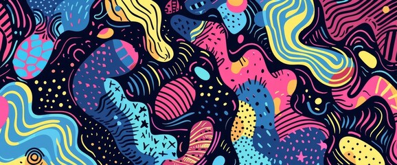 Naklejka premium Abstract Patterns With Repetitive Motifs, Cartoon Style, Background