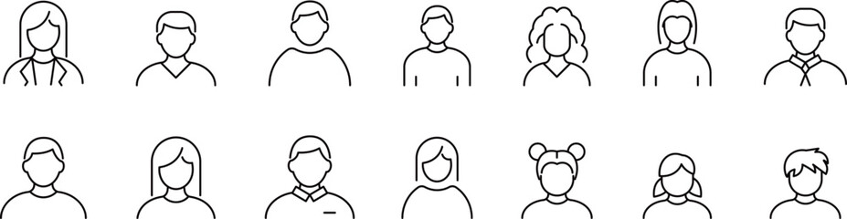 男女のアバターのアイコンセット