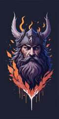 Viking warrior adorned with flowers, embodying strength and the honor of Odin.