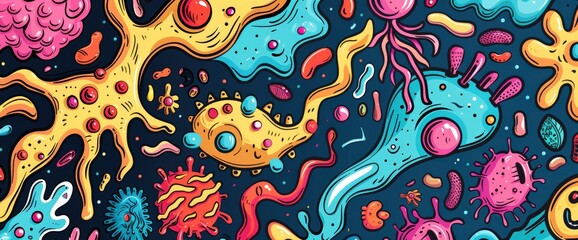 Fototapeta premium Abstract Representation Of Human Bioenergy, Cartoon Style, Background