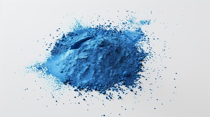 Aerial shot of a striking blue powder heap intended for Holi festivities